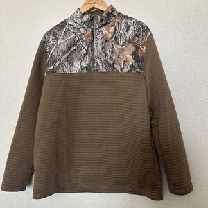 Realtree Camo Men's Quarter 1/4 Zip Pullover  Size XL Brown Camo Camouflage